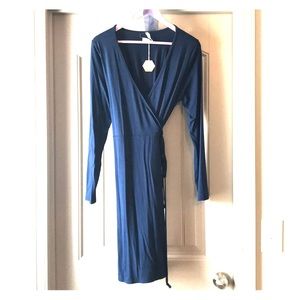 Navy blue maternity wrap dress from Pinkblush